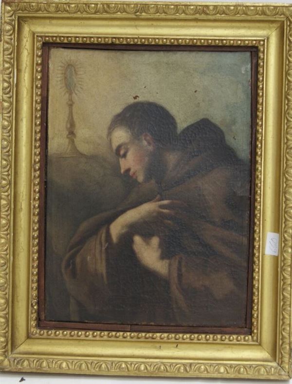 Scuola Veneta sec. XVIII, SANT'ANTONIO, olio su tela, cm 51x38