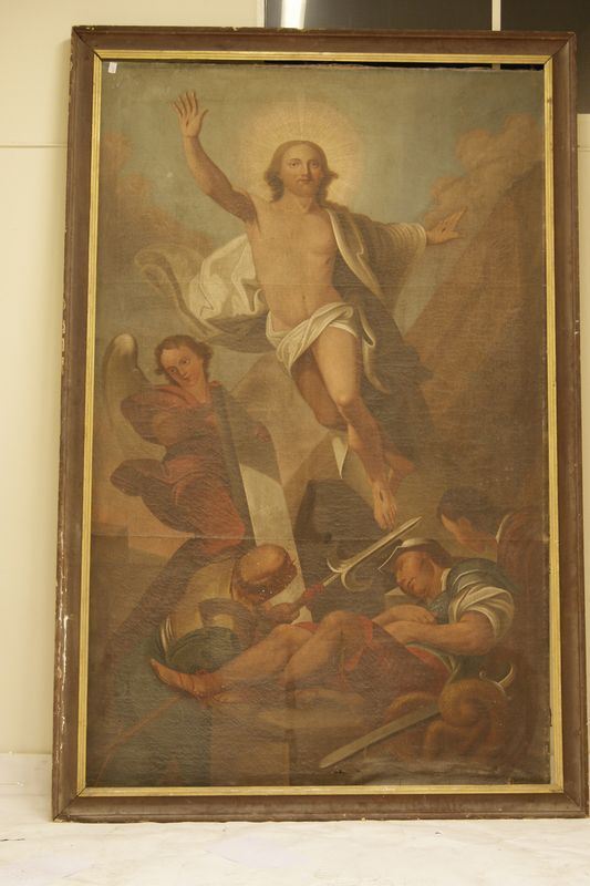Scuola italiana sec.XIX,  ASCENSIONE, dipinto ad olio su tela, cm 256x160, restauri
