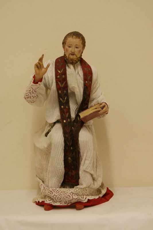 Scuola italiana sec. XVIII, SANTO BENEDICENTE, scultura in terraccotta,  alt. cm  66