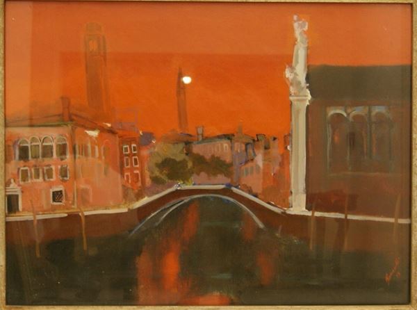 Renato Borsato  VEDUTA DI VENEZIA  olio su tela  cm 60x80