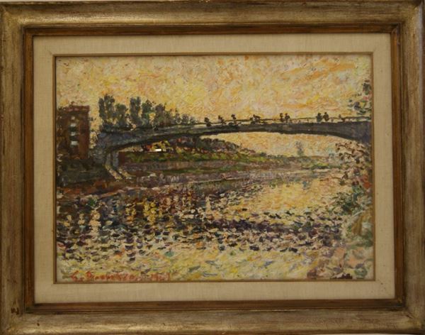 G. Borgianni, PASSERELLA ALLE CASCINE,  olio su tela cm.50x70