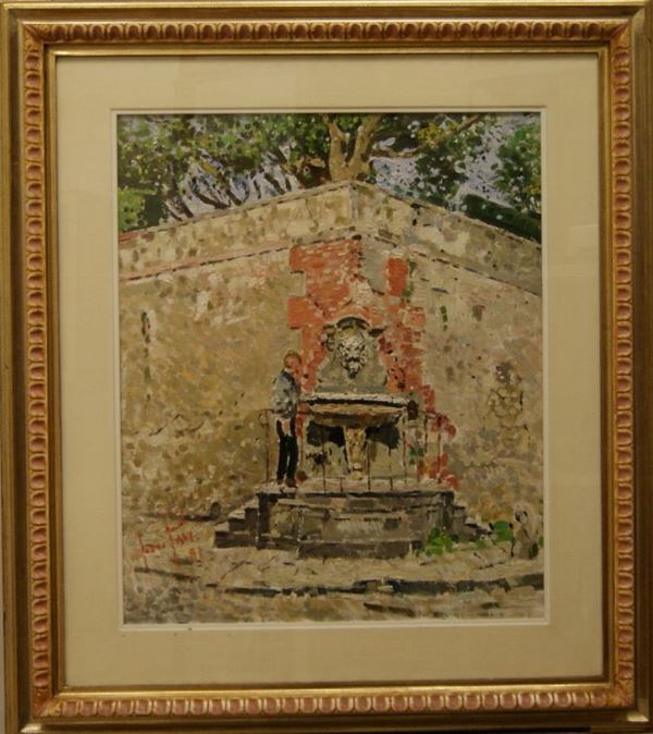 Fosco Pavi, FONTANA A POGGIO A CAIANO,  olio su tela,  cm 60x50