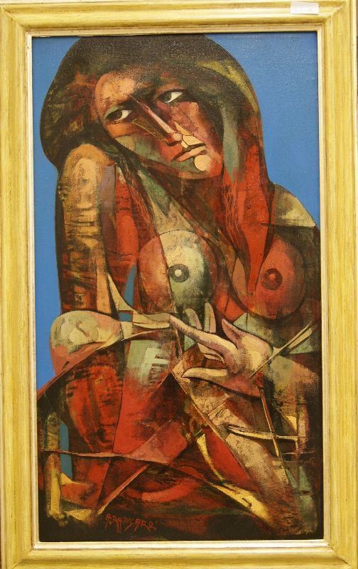 Alfio Rapisardi,  FIGURA FEMMINILE,  olio su tela, in cornice, cm 70x40
