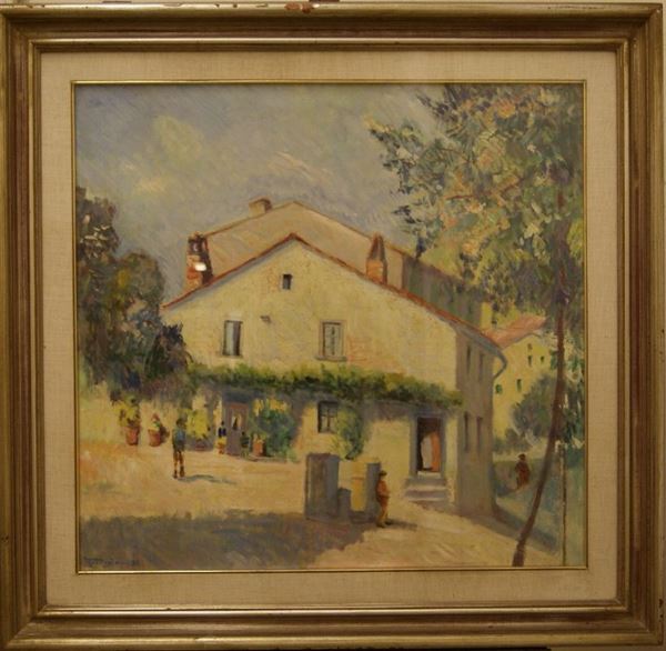 Eduardo Gordigiani, CASA FABBRI A MARRADI,  olio su tela, cm 65x68
