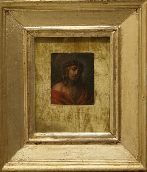 Scuola del  sec. XVIII, ECCE HOMO,  olio su tavoletta, cm 9x8