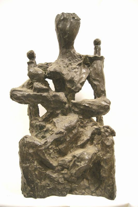Primo Conti,  MATERNITA', scultura in bronzo, alt. cm 78x43