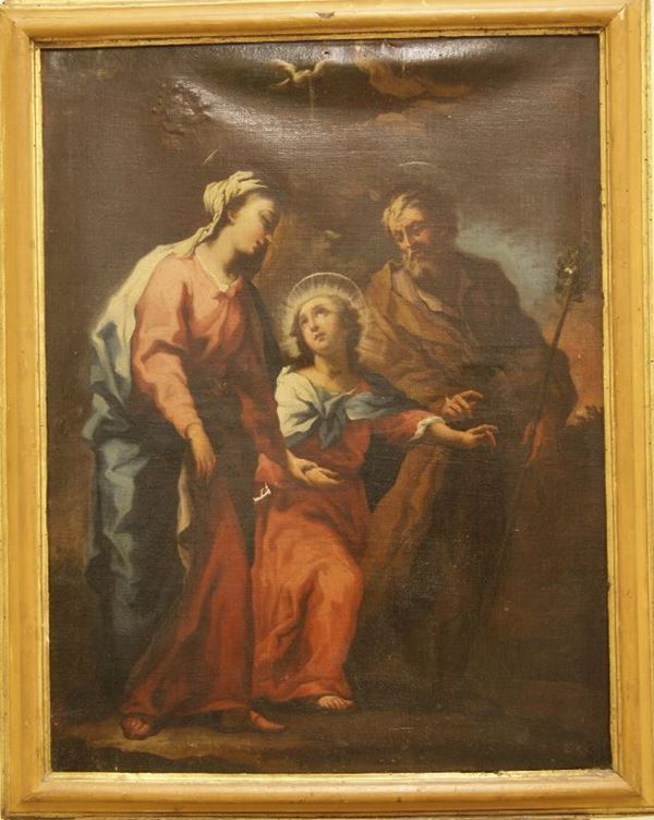 Scuola Emiliana sec. XVIII, Sacra Famiglia, cm. 87x67,5