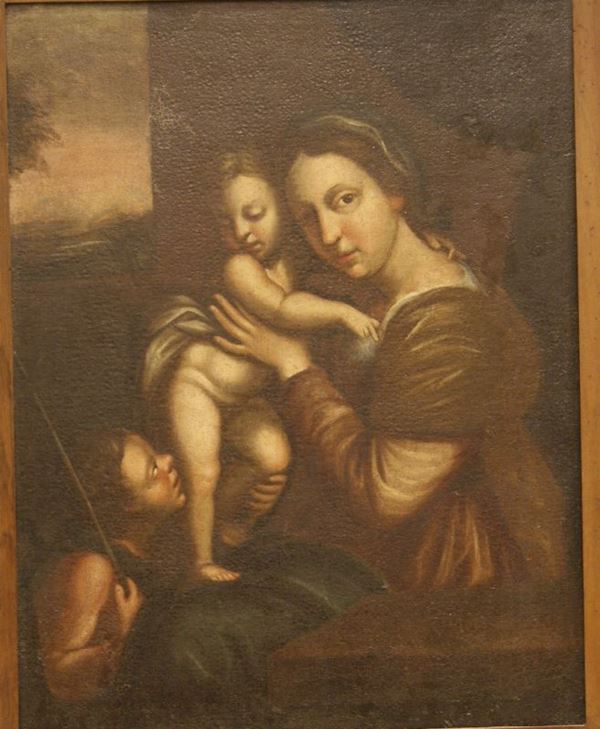 Scuola Italiana, sec. XVIII, Maternita',olio su tela cm.66x51