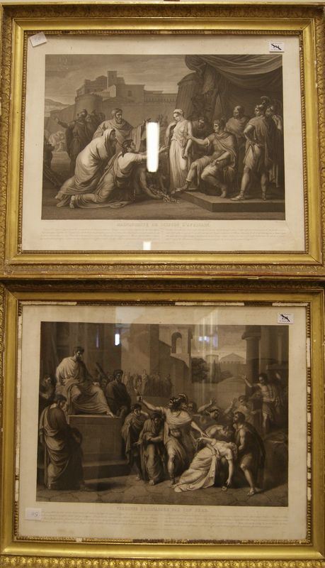 Coppia di stampe, sec. XIX PERSONAGGI  cm 50x70 difetti