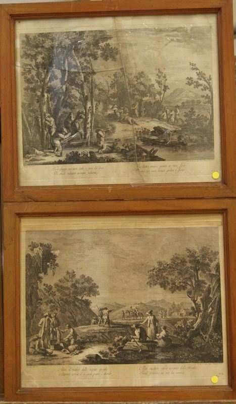 Fabio Berardi da Giuseppe Zais, sec. XVIII SCENA DI CACCIA coppia di incisioni, cm 37x46  difetti