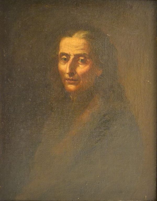 Scuola Toscana, sec. XVIII RITRATTO DI ANZIANA SIGNORA olio su tela, cm 73x58
