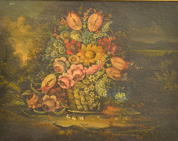 Scuola Italiana, sec. XIX NATURA MORTA olio su tela, cm 52x 66