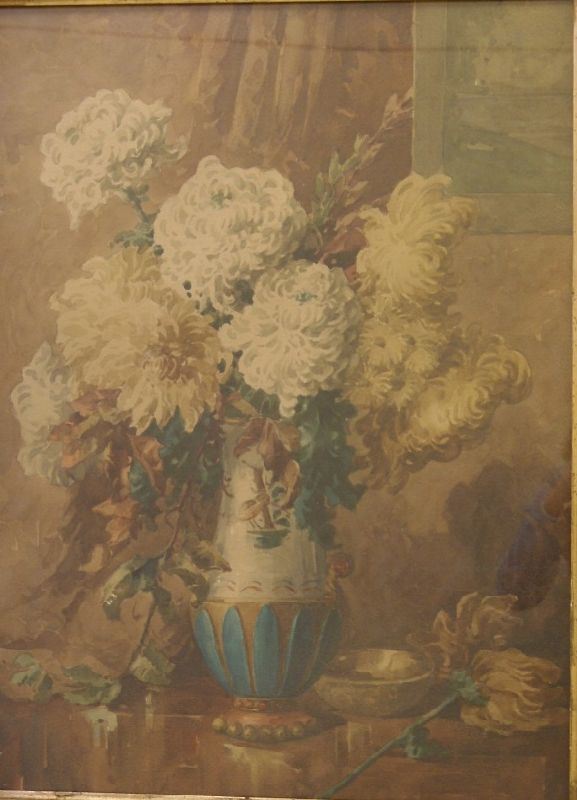 Kiss Sarolta (Budapest 1883-?)  VASO DI FIORI acquerello, cm 79x58