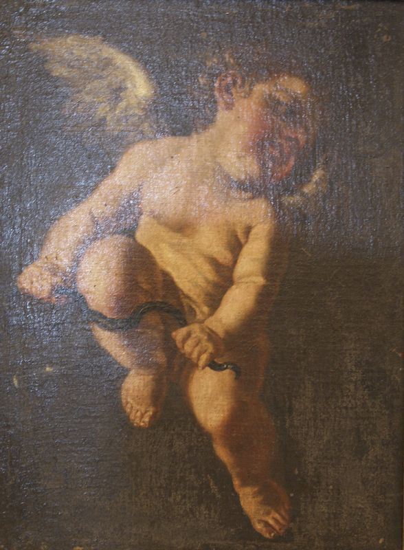Scuola Italiana, sec. XVIII PUTTO CON ARCO olio su tela, cm 72x54