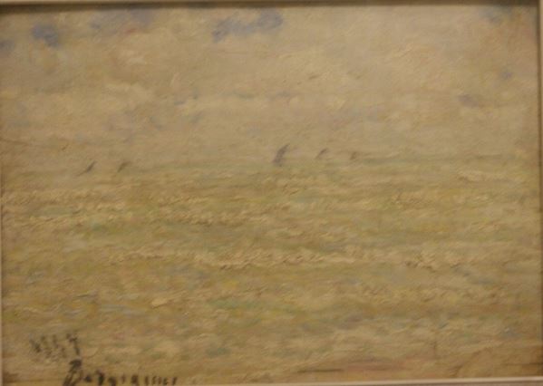 Guido Borgianni ( New York 1915-Firenze 2011) MARINA olio su tavoletta, cm 30x42