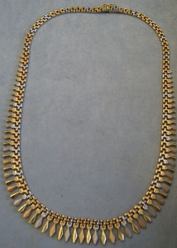 Girocollo, in oro giallo, bianco e rosso gr. 28,5
