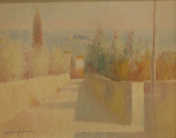 Dino Migliorini (Rignano sull'arno 1907-2005) VICOLO olio su cartone, cm. 40x50