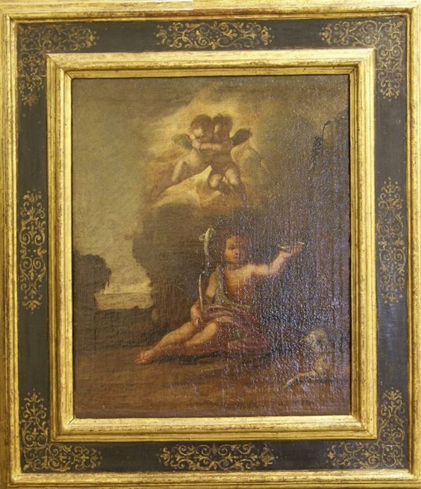 Scuola Genovese, sec. XVIII SAN GIOVANNINO olio su tela, cm 72x61 restauri