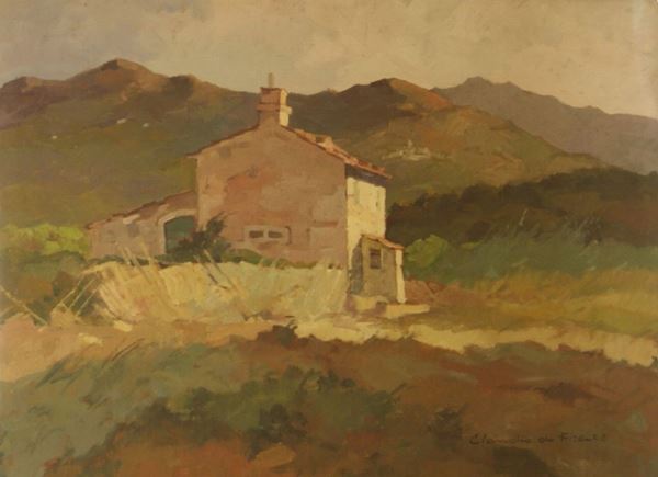 Claudio da Firenze(Firenze 1943) CASOLARE ELBANO olio su compensato, cm 70x50