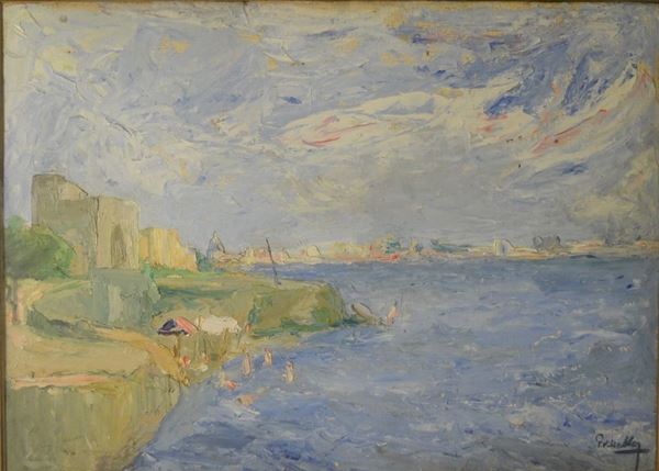 P.Vitiello MARINA olio su masonite, cm 65x90 firmato