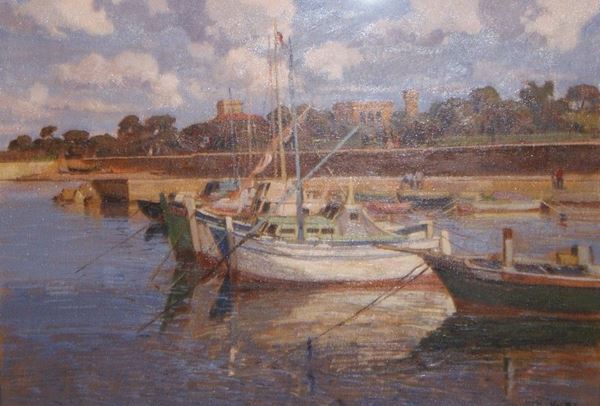 Angiolo Volpe (Livorno, 1943) BARCHE olio su tela, cm 99x68