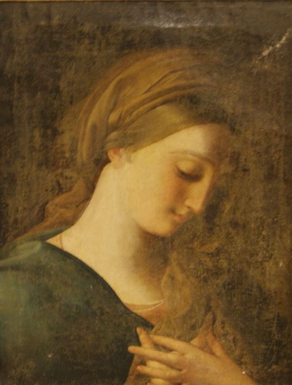 Scuola italiana, sec. XVIII BUSTO FEMMINILE olio su tela, cm 37x46