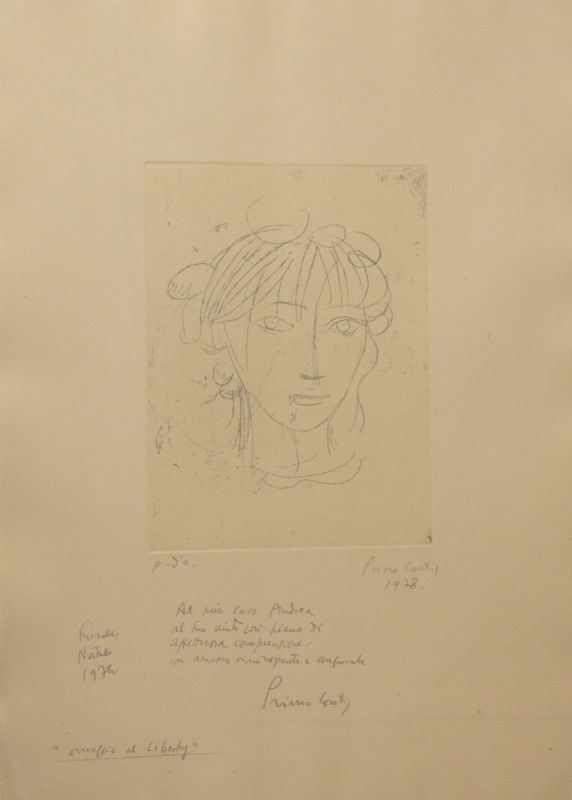 Primo Conti (Firenze 1900-Fiesole 1988) VOLTO FEMMINILE acquaforte su carta, cm 70x50 datata 1978