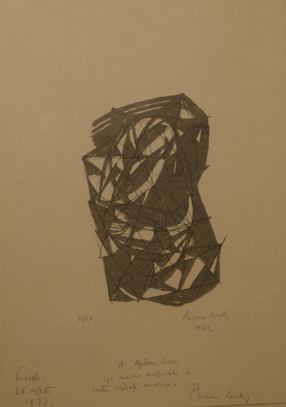 Primo Conti (Firenze 1900-Fiesole 1988) ASTRATTO acquaforte su carta, cm 63x48  datata 1973