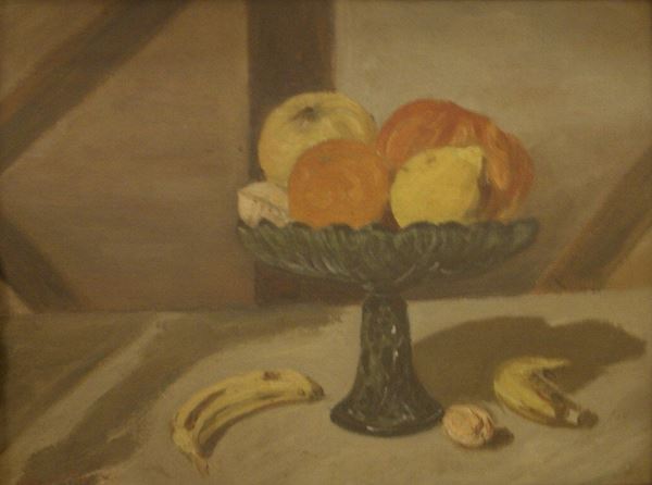 Ignoto  NATURA MORTA  olio su cartone cm 30x40  firmato  - Asta Antiquariato, Collezionismo & Interiors - Poggio Bracciolini Casa d'Aste