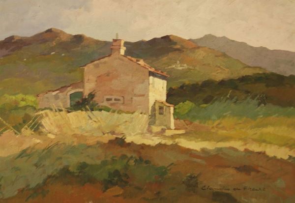 Claudio da Firenze (Firenze 1943) CASOLARE ELBANO olio su compensato, cm 50x70   datato 1969