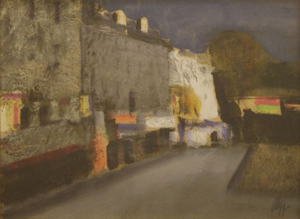 Salvatore Magazzini (Pistoia 1955) PAESAGGIO  tecnica mista su compensato, cm 30x40