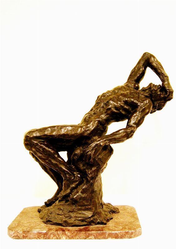 Scultura in bronzo, FIGURA, su base marmo, firmata Dumas, alt. cm 62