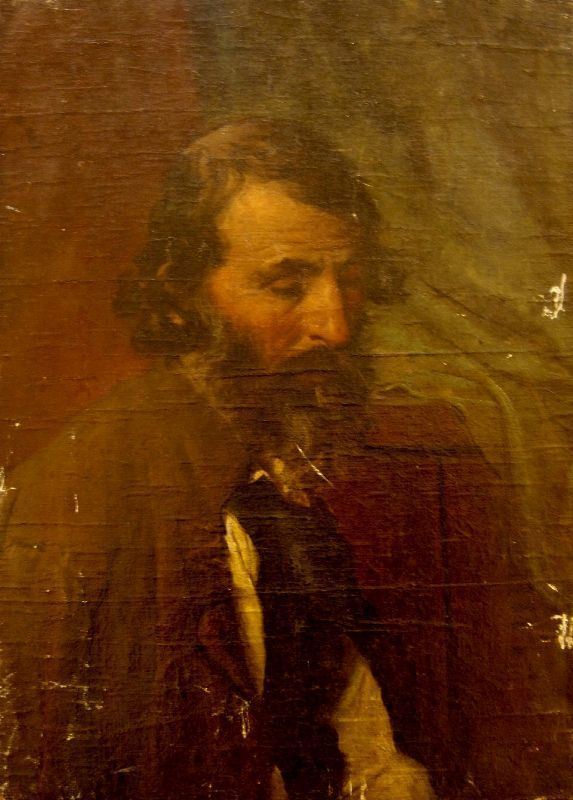 Scuola italiana, sec. XIX  FIGURA ADDORMENTATA  olio su tela, cm 63x46 difetti