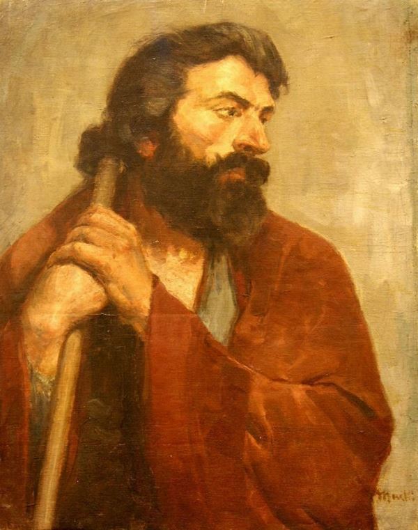 Scuola italiana, sec. XIX  SAN GIUSEPPE  olio su tela, cm 62x48 difetti  firmato