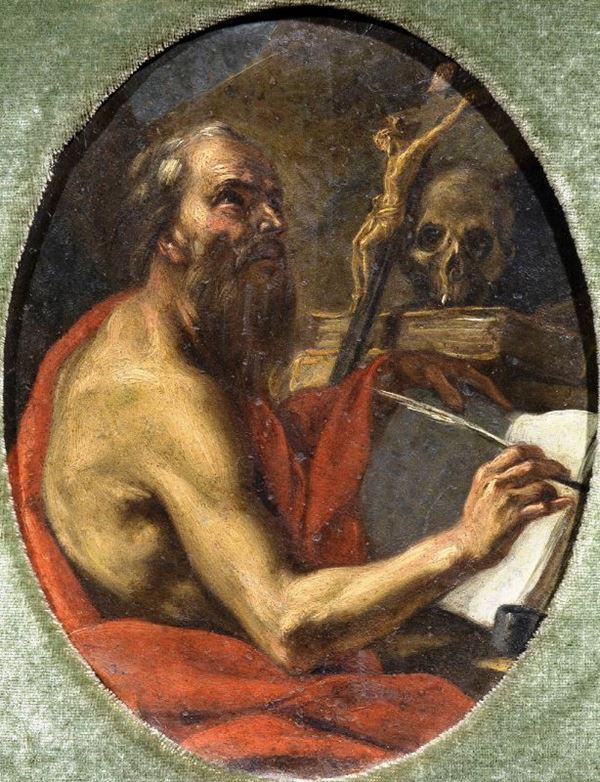 Scuola veneto-emiliana, fine sec. XVII-inizi XVIII SAN GIROLAMO olio su tela, cm 19,5x15