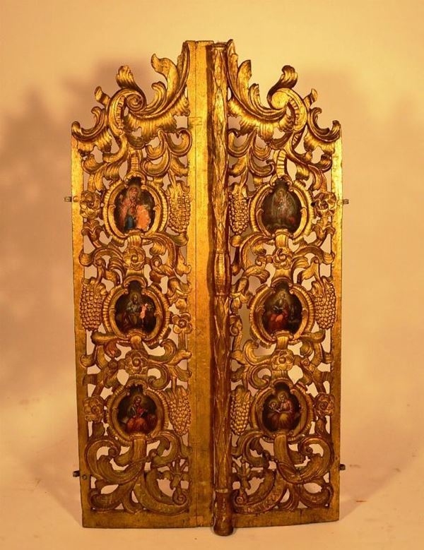 Cancello in legno dorato  - Asta Arredi, oggetti d'arte, mobili antichi e argenti - Poggio Bracciolini Casa d'Aste