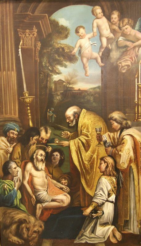 Da Domenichino  ULTIMA COMUNIONE DI SAN GEROLAMO olio su tela, cm 103x61 dallÃ†originale nella chiesa di San Girolamo della CaritÃ“ a Roma