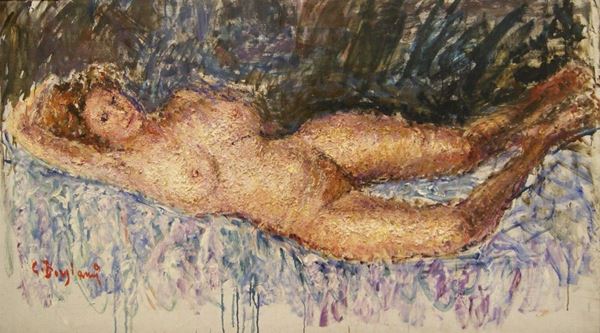 Guido Borgianni (New York 1915-Firenze 2011)  NUDO FEMMINILE olio su tela, cm 86x152