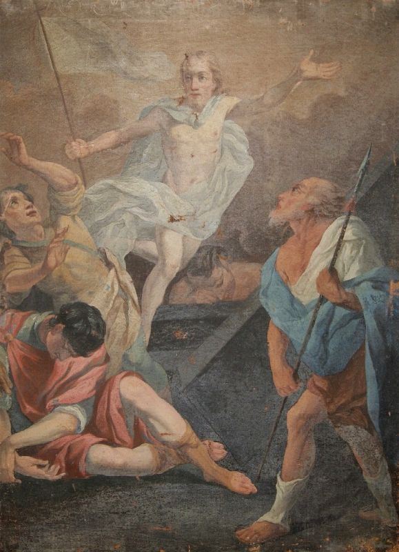 Scuola italiana, sec. XIX SCENA RELIGIOSA olio su tela, cm116x86 difetti