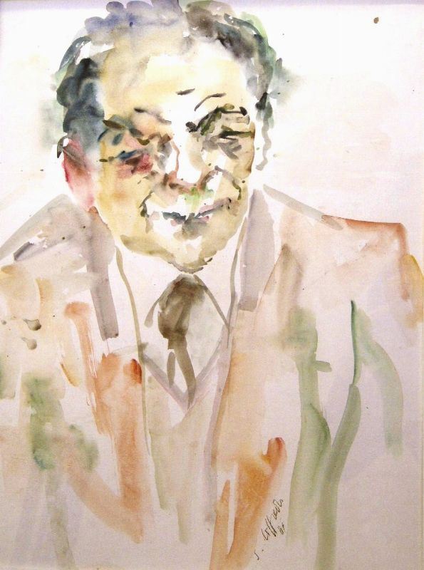 Silvio Loffredo (Parigi 1920)  FIGURA MASCHILE  acquerello su cartone, cm 48x65