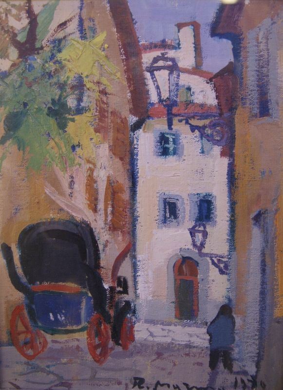 Rodolfo Marma (Firenze 1923-1999)  VIA DEI SAPITI  olio su cartone, cm 18x24