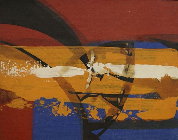 Alfio Rapisardi (Firenze, 1929)  ASTRATTO  tecnica mista su cartone, cm 50x40