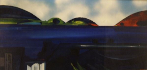 Fernando Farulli (Firenze 1923-1997)  MARINA  tecnica mista su tela, cm 118x58