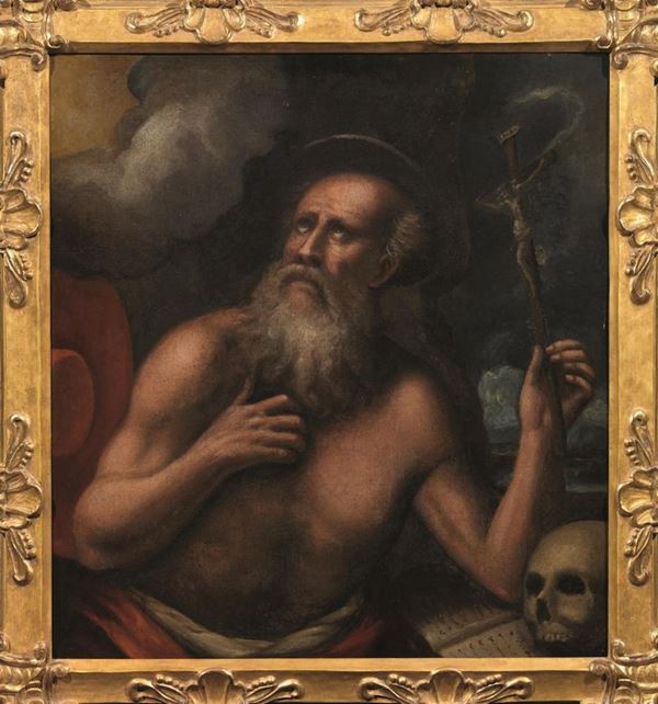 Scuola veneta, sec. XVII  SAN GIROLAMO olio su tela, cm 75,5x69,5  Il dipinto Ã¨ giÃ  stato riferito a Dario Varotari il Vecchio (verona 1539-Padova 1596) da Giuseppe Maria Pilo, 26 febbraio 1975