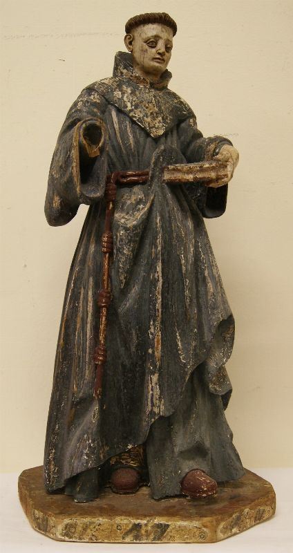 Scultura, Spagna, sec. XVIII  S. ANTONIO  in legno policromo, alt. cm 93  ridipinta in epoca posteriore