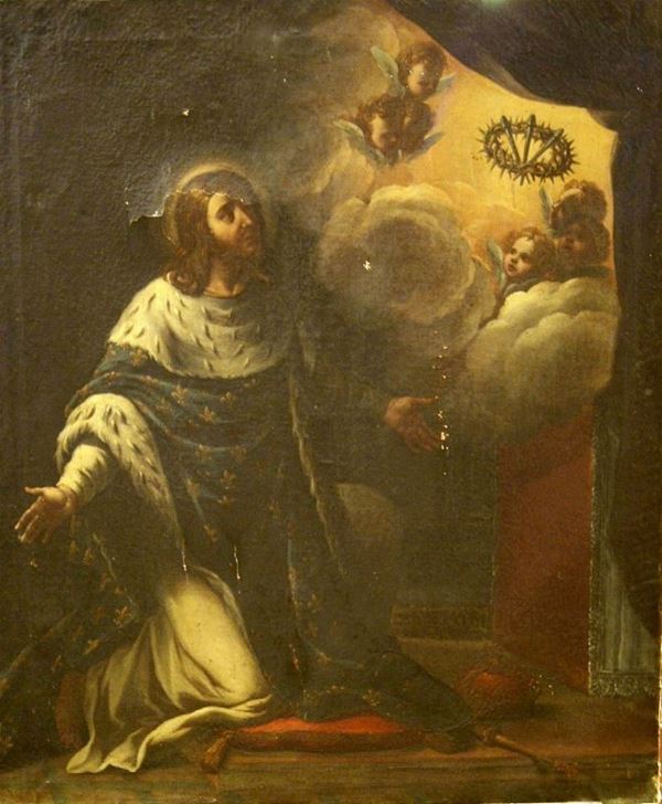 Scuola italiana, sec. XVIII SOGGETTO RELIGIOSO olio su tela, cm 74x89 rotture
