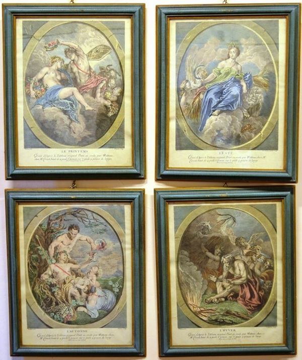 Gruppo di quattro incisioni in cornice, ognuna cm 48x37(4)