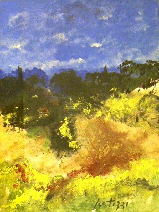 Sergio Scatizzi (Gragnano 1918-Firenze 2009) PAESAGGIO olio su cartone, cm 48x36