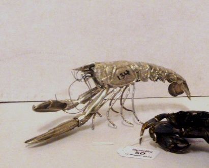 Soprammobile, in argento in forma di aragosta, g 125  - Asta DECORAZIONE DI INTERNI: arredi, oggetti d'arte ed argenti - Poggio Bracciolini Casa d'Aste