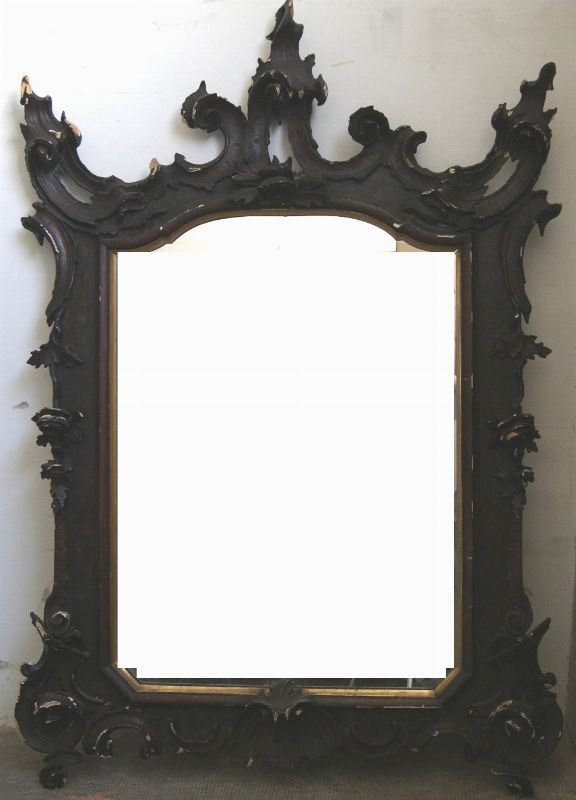 Grande specchiera, sec. XIX, in legno intagliato, difetti